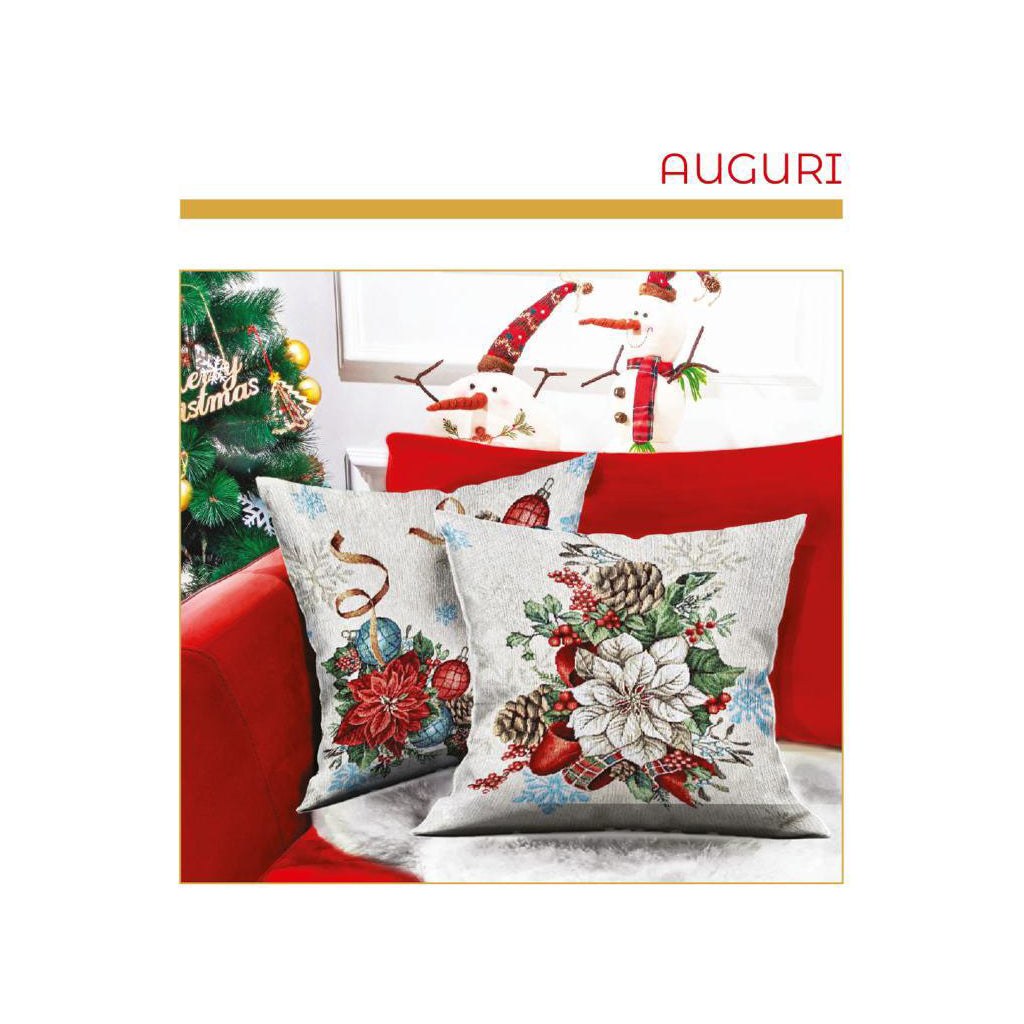 Cuscino arredo Natalizio Gobelin Auguri Double Face