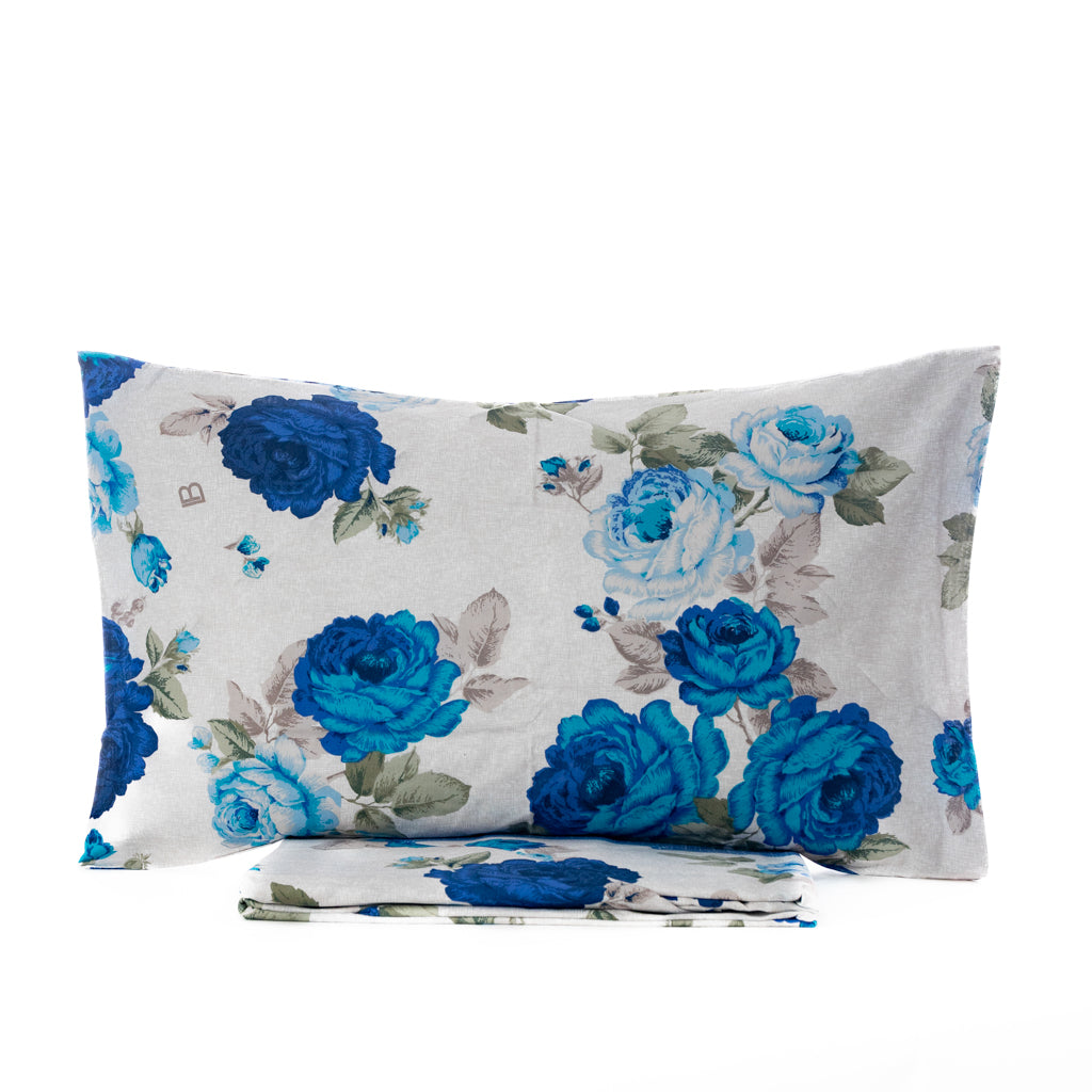 Completo Letto Cotone Matrimoniale Maxi Laura Biagiotti Asha Blu