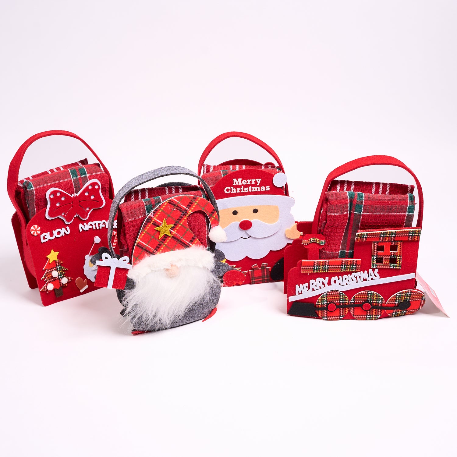 Borsetta Natalizia in Feltro con Coppia di Strofinacci