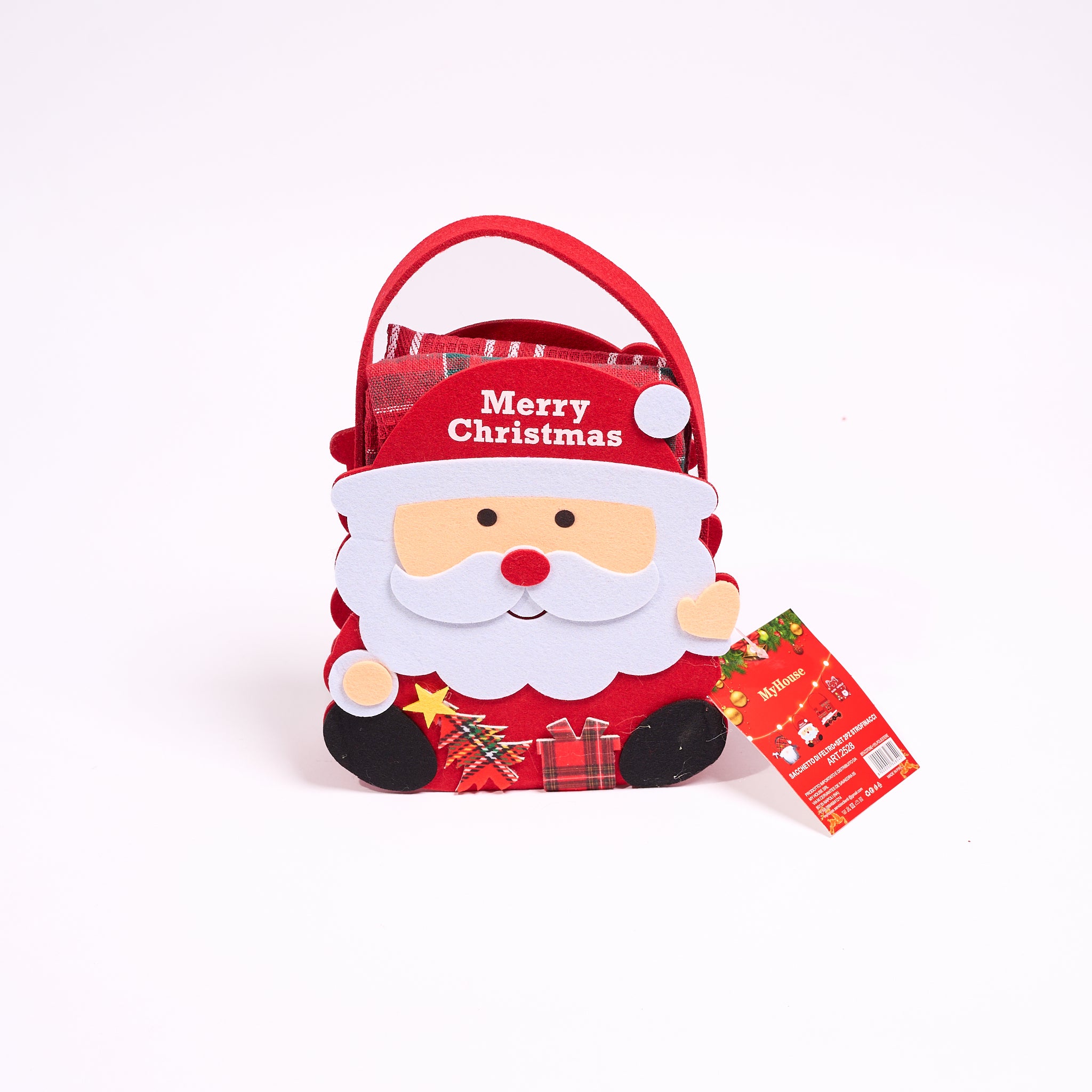 Borsetta Natalizia in Feltro con Coppia di Strofinacci