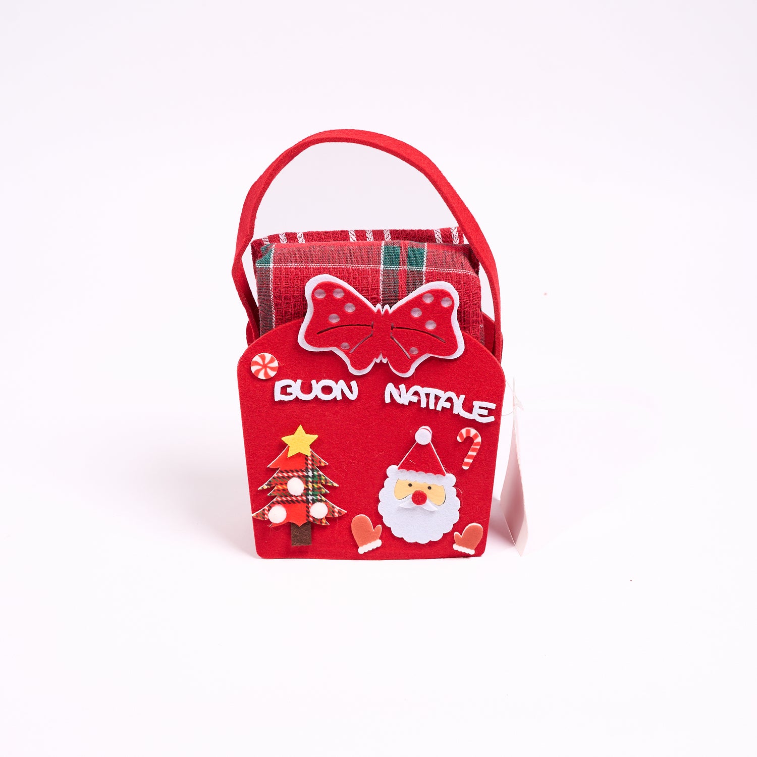 Borsetta Natalizia in Feltro con Coppia di Strofinacci