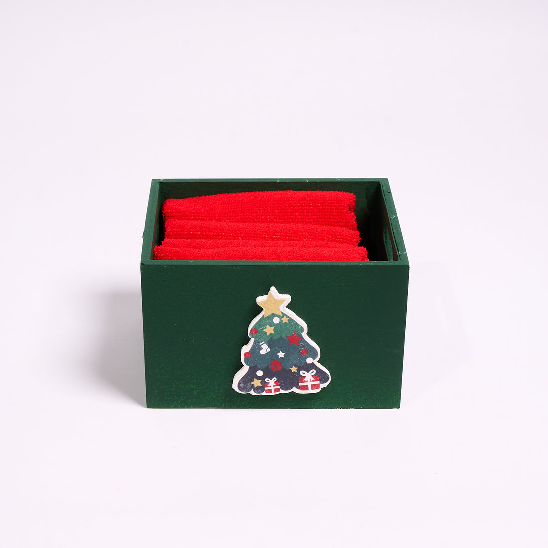 Set 4 Lavette Con Cassetta in Legno Natalizia