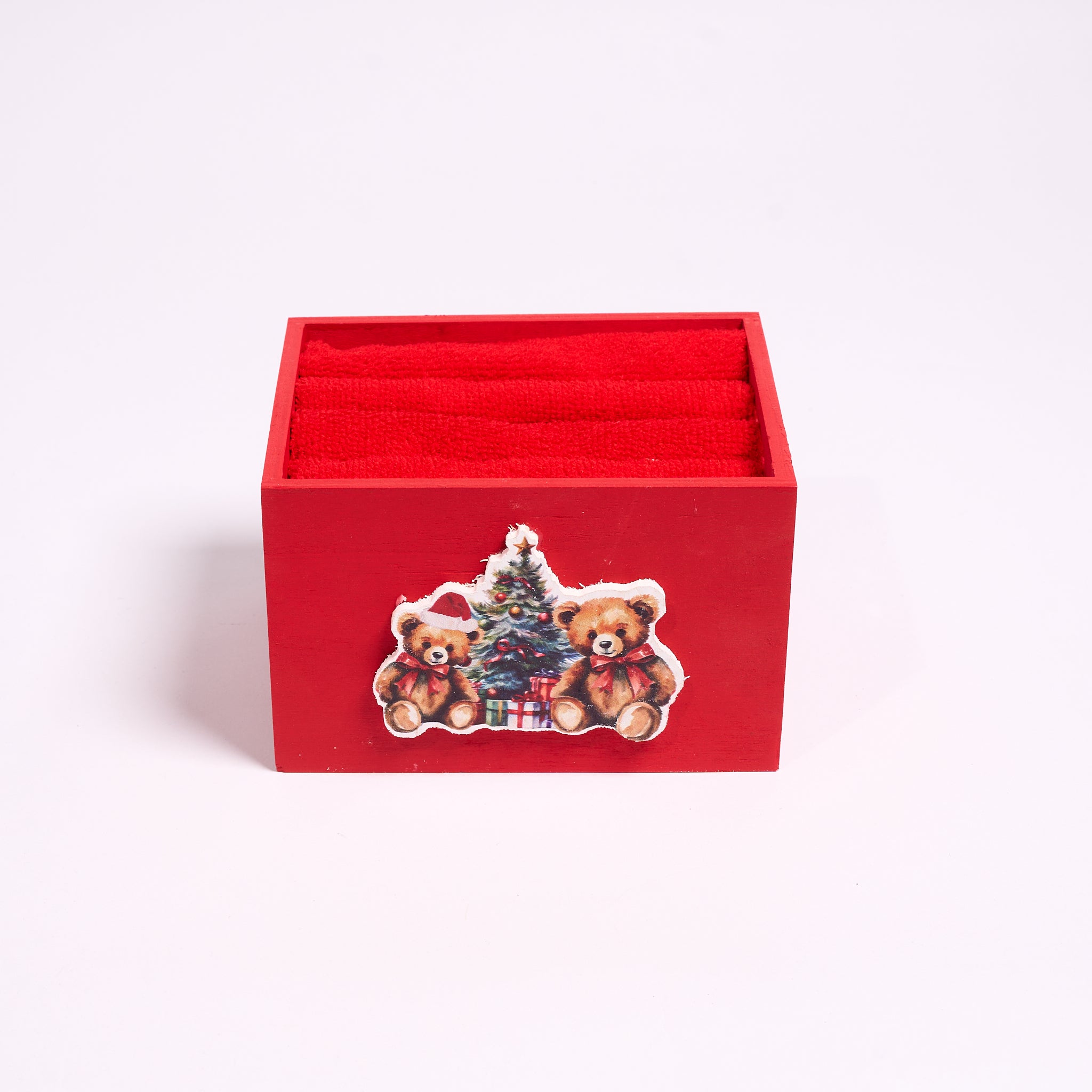 Set 4 Lavette Con Cassetta in Legno Natalizia