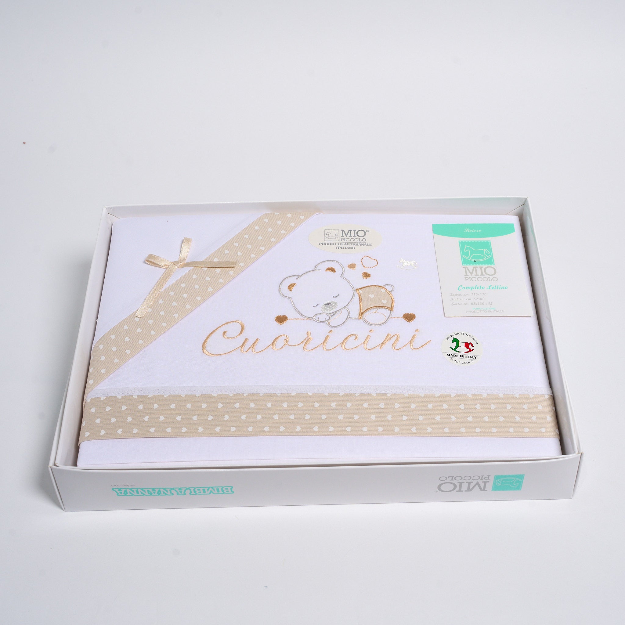 Completo Baby Lettino Cotone Mio Piccolo Cuoricini 307