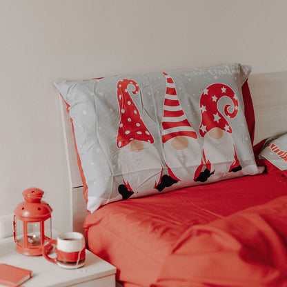 Completo Letto Cotone Matrimoniale Natalizio Gnomi