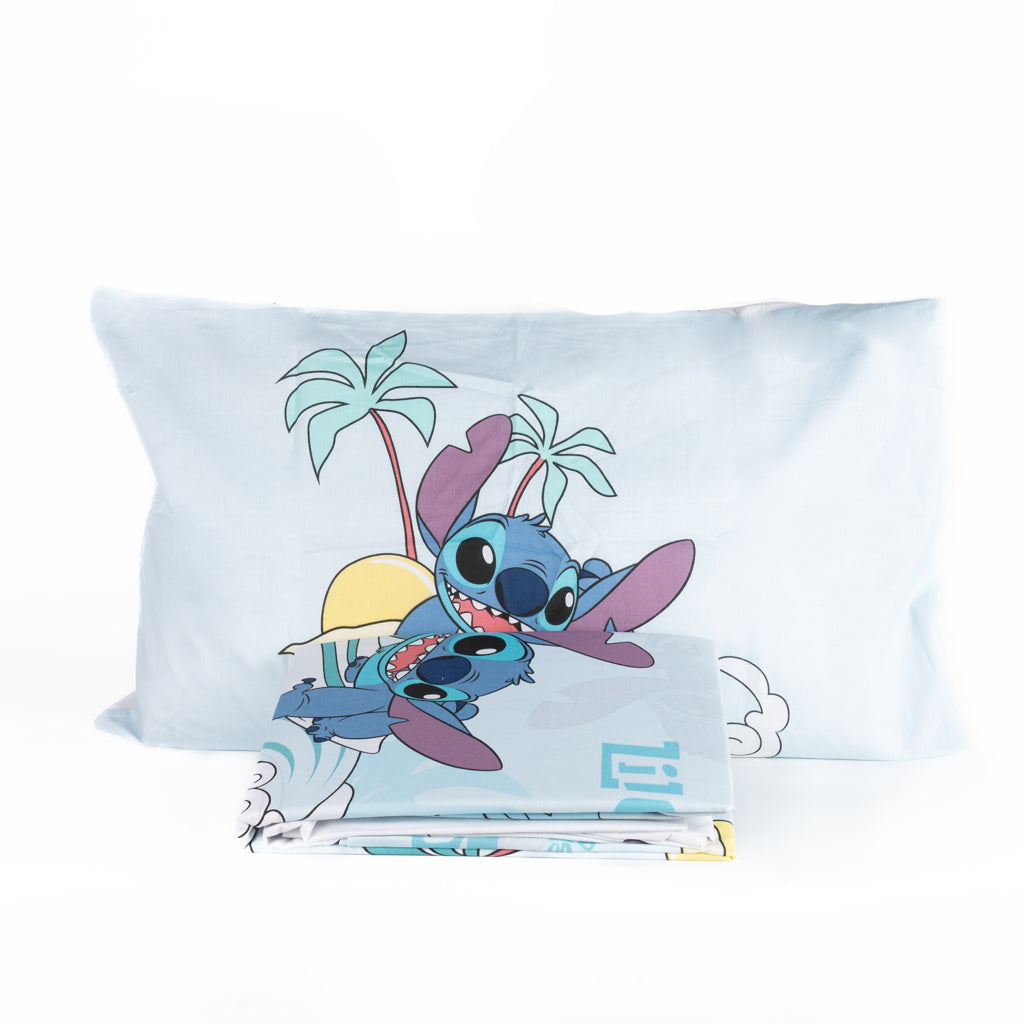 Set Lenzuola Cotone Singolo Novia Lilo e Stich Azzurro