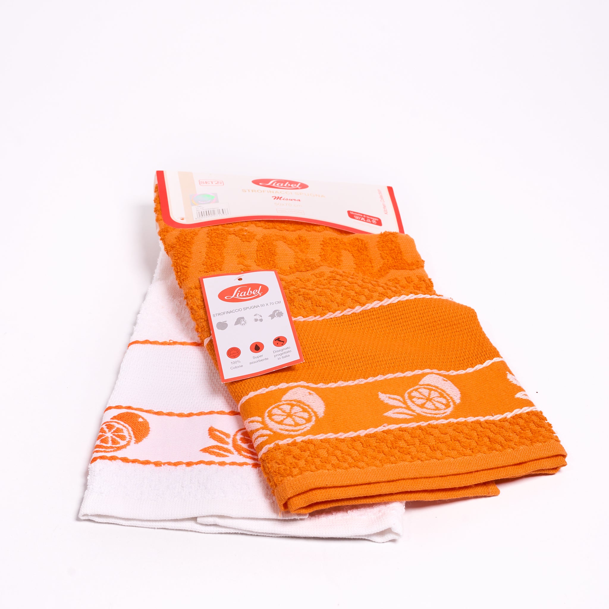 Coppia di Strofinacci Spugna Liabel Arancia