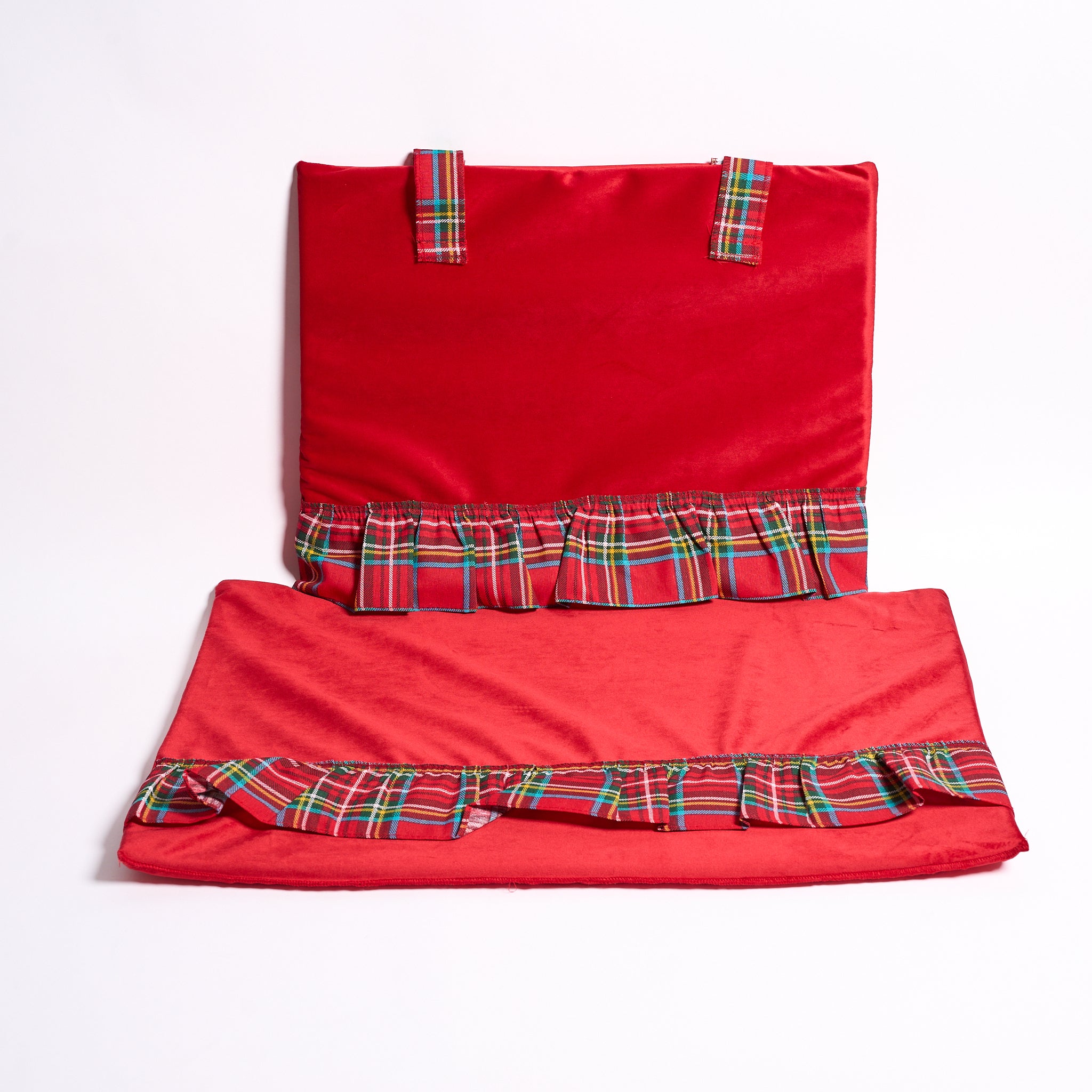 Copriforno+Coprifornelli in Velluto Rosso Tartan