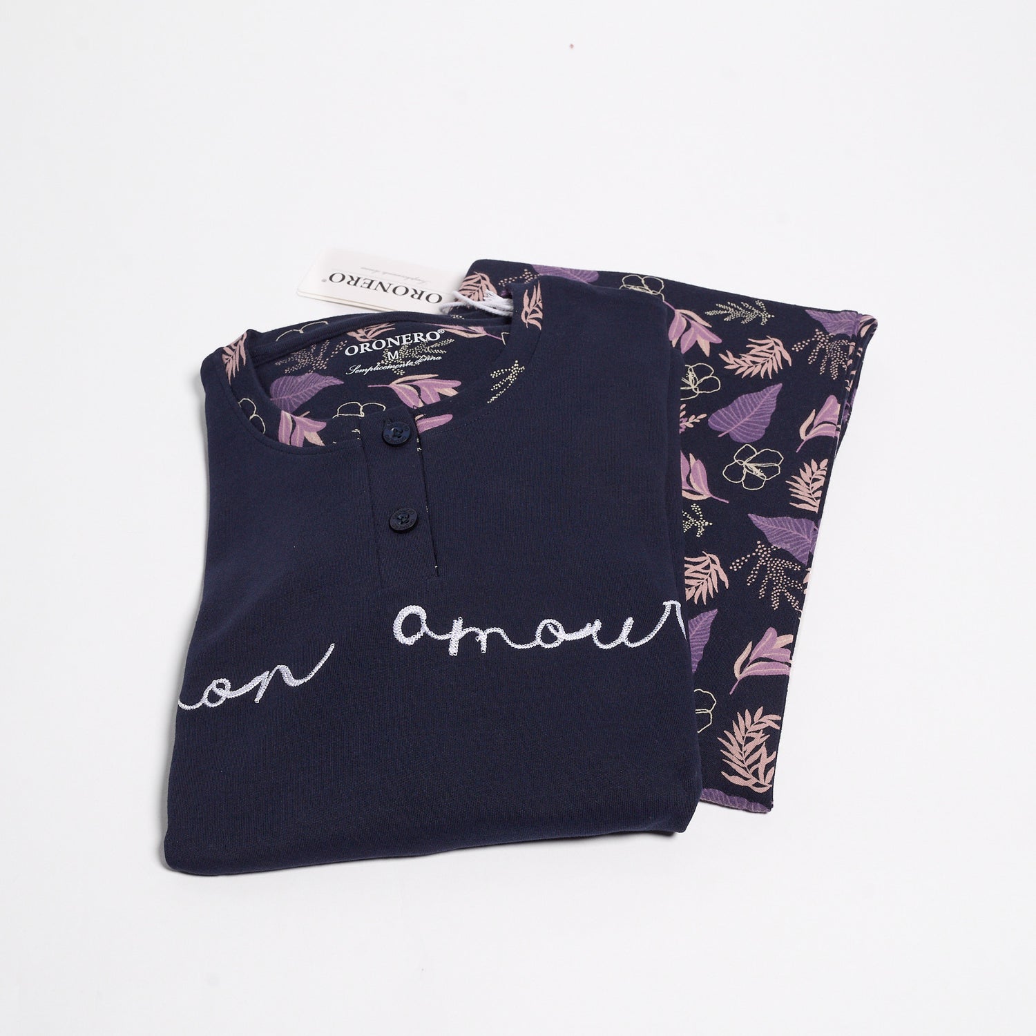 Pigiama Donna Caldo Cotone Oro Nero OD470