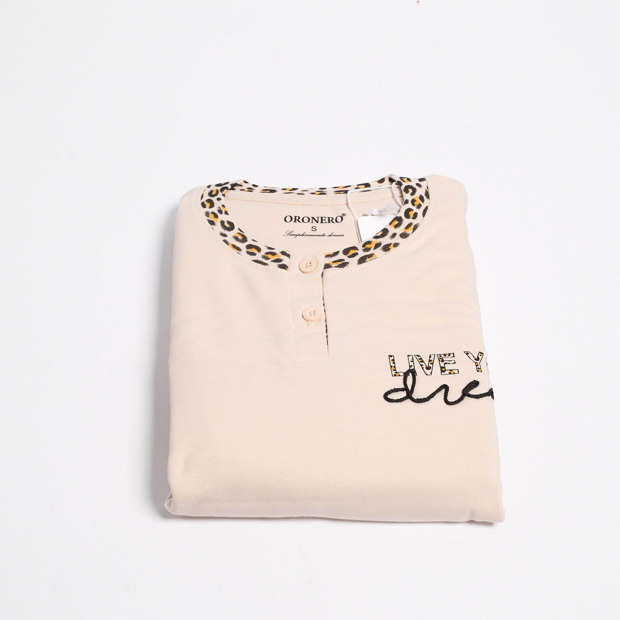 Pigiama Donna Caldo Cotone Oro Nero OD471