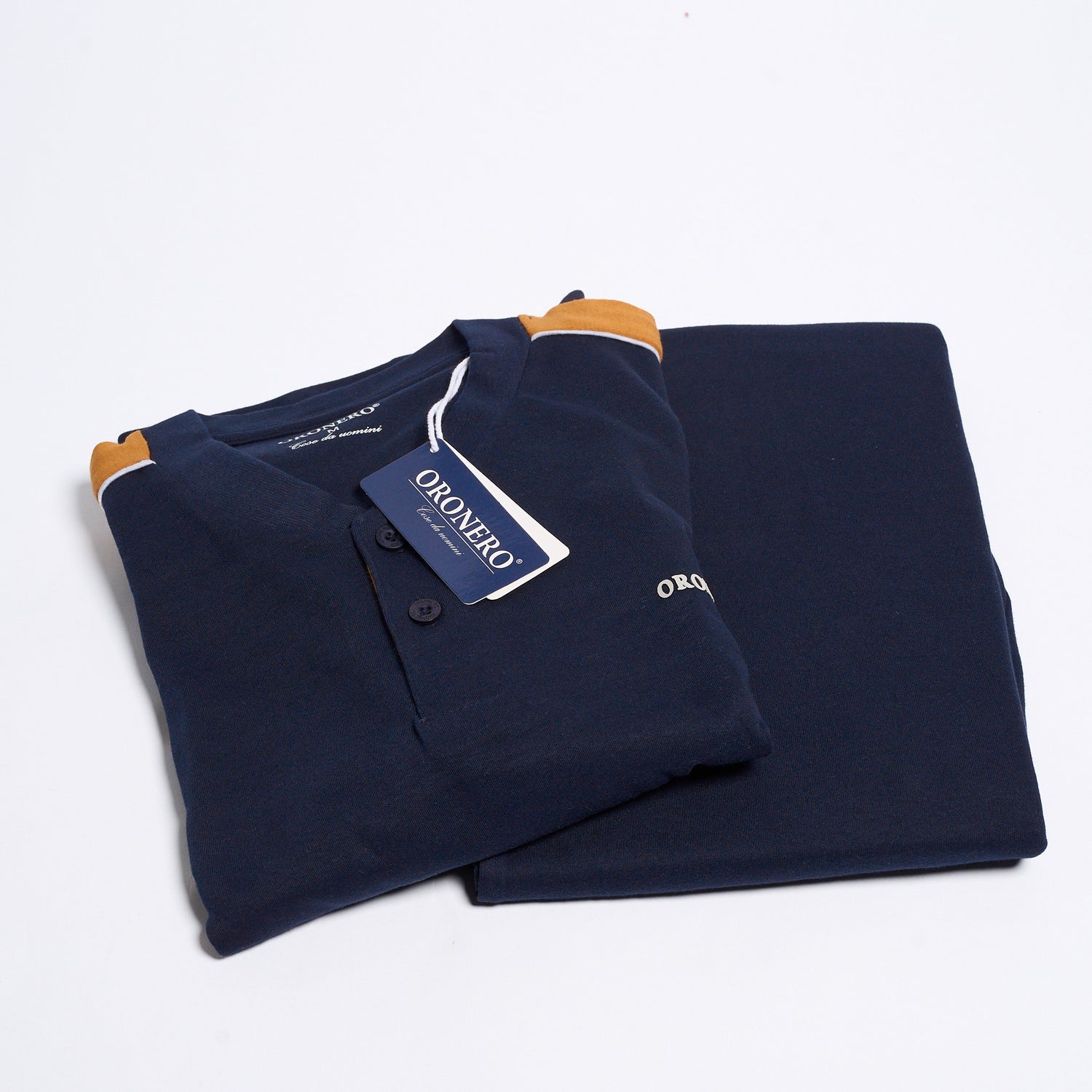 Pigiama Uomo Caldo Cotone Oro Nero OU498