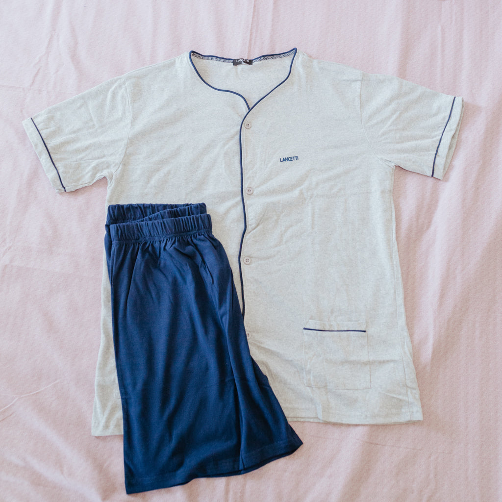 Pigiama Aperto Cotone Uomo Maniche Corte Pantaloncini Lancetti 194
