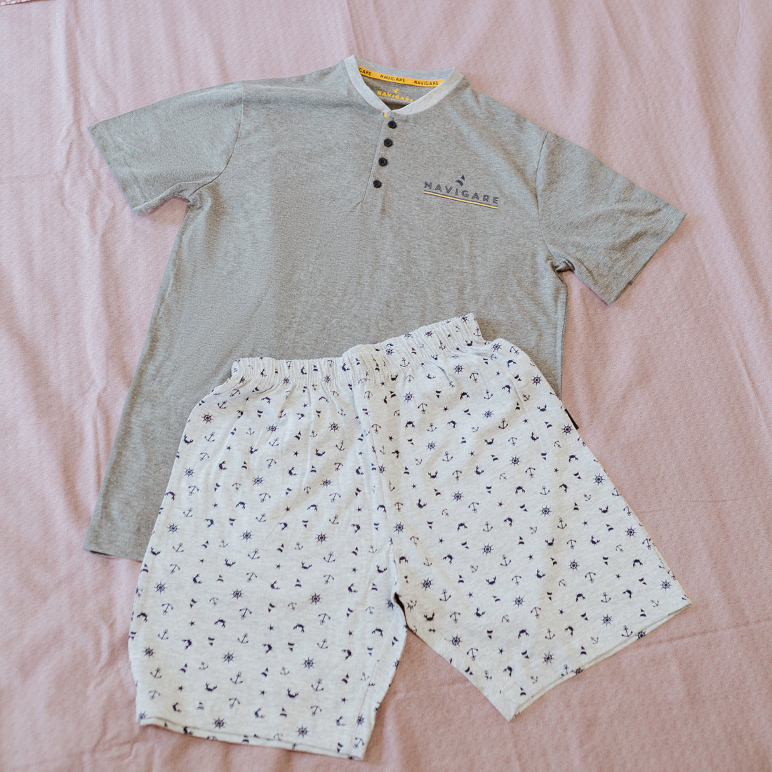 Pigiama Cotone Uomo Maniche Corte Pantaloncini Navigare 454
