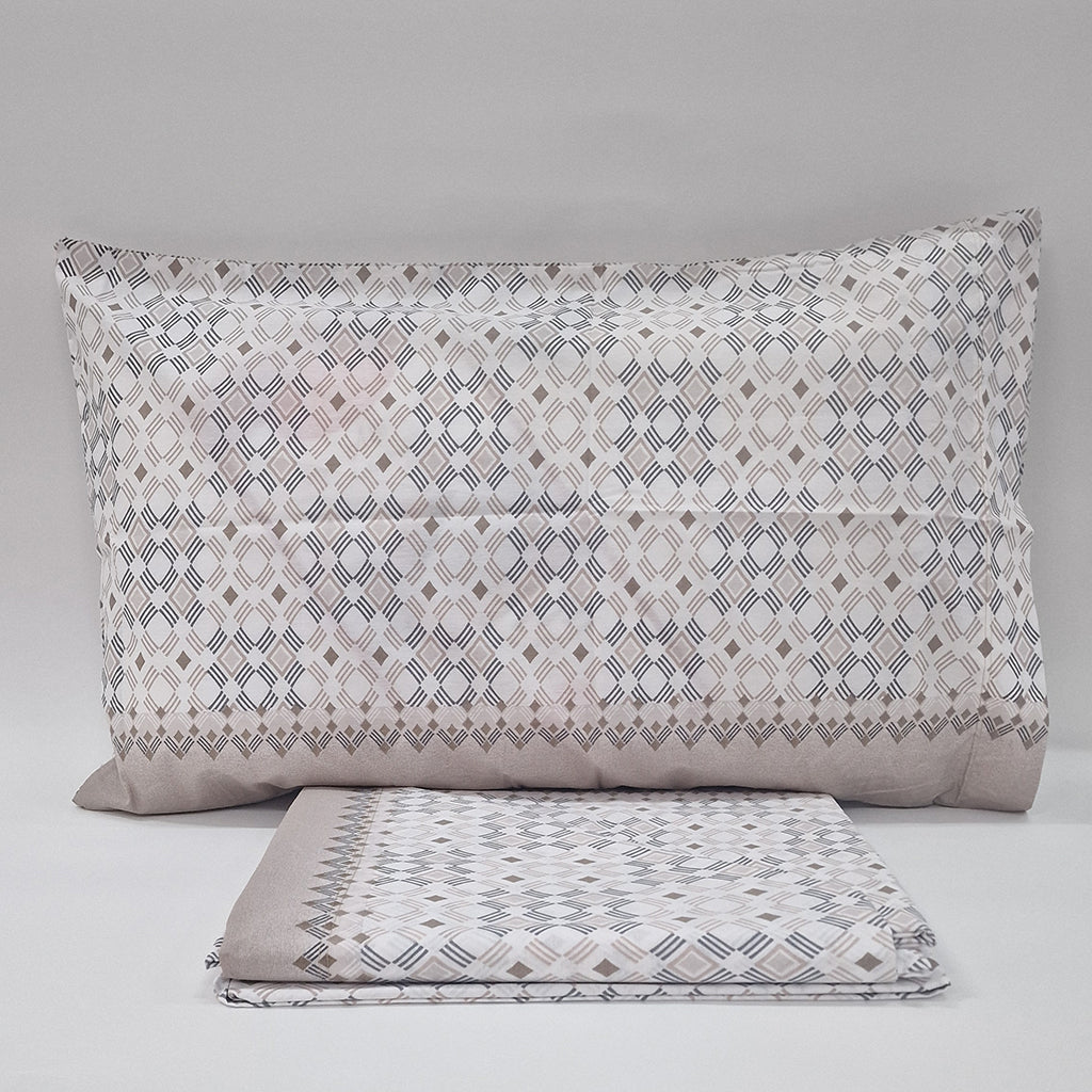 Set Lenzuola Matrimoniali Cotone Biancaluna Marena Rombi