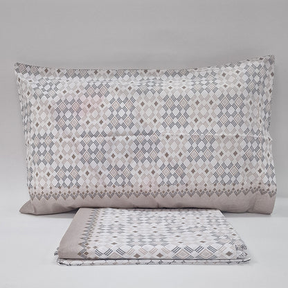 Set Lenzuola Matrimoniali Cotone Biancaluna Marena Rombi