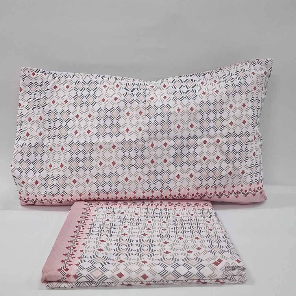 Set Lenzuola Matrimoniali Cotone Biancaluna Marena Rombi