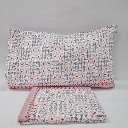 Set Lenzuola Matrimoniali Cotone Biancaluna Marena Rombi