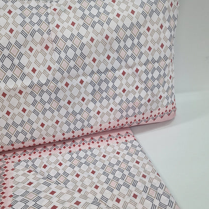 Set Lenzuola Matrimoniali Cotone Biancaluna Marena Rombi