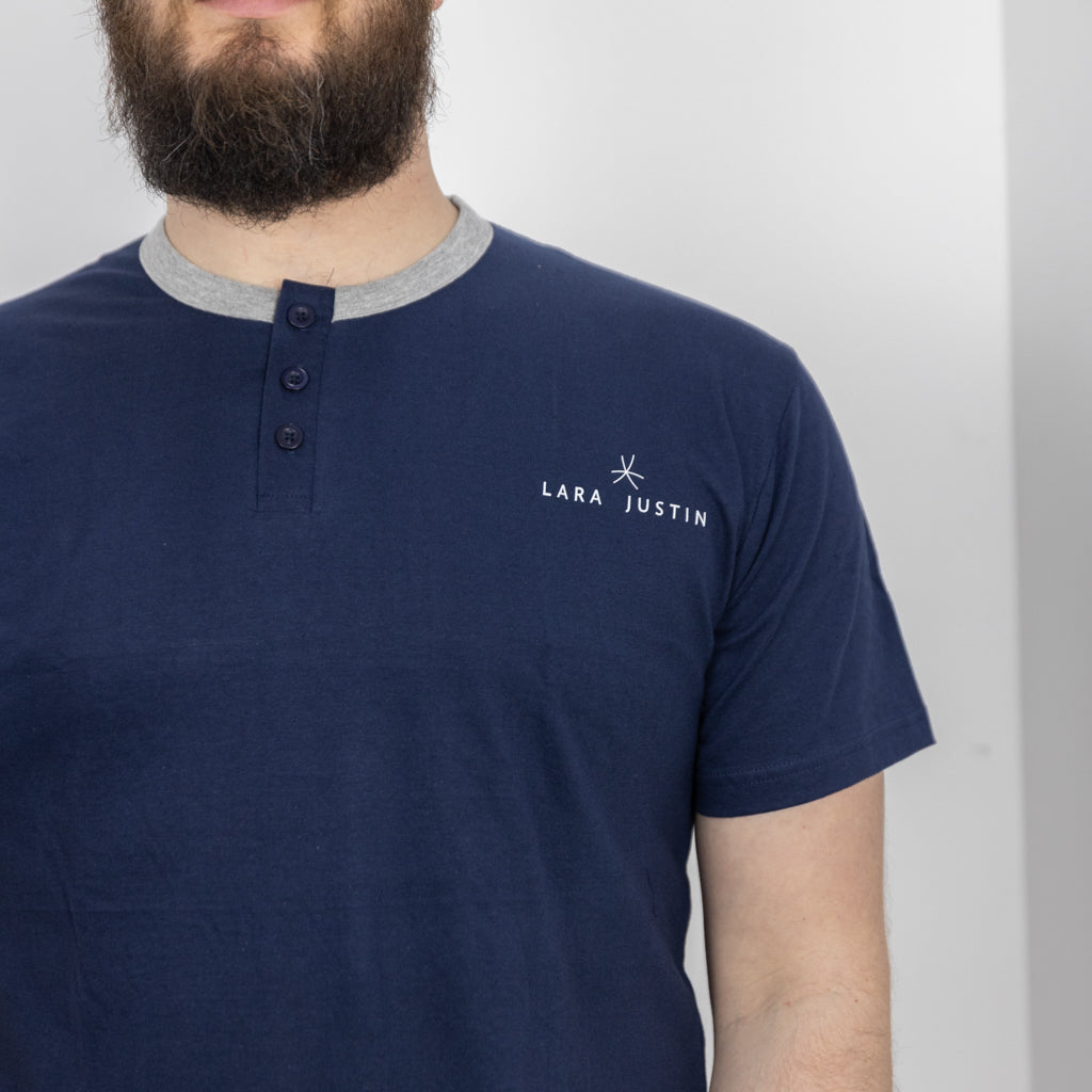 Pigiama Cotone Uomo Maniche Corte Pantaloncini Lara Justin Tinta Unita 1023