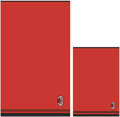 Set Asciugamano e Ospite in Spugna, 100% Cotone, Rosso/Nero Milan