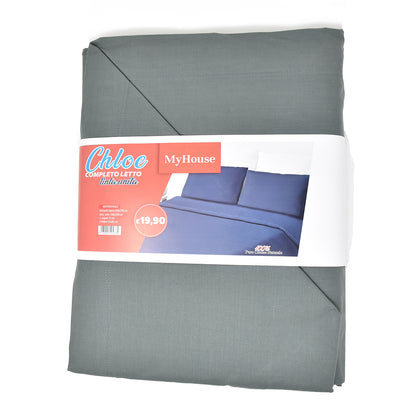 Completo Letto 100% Cotone Tinta Unita My House