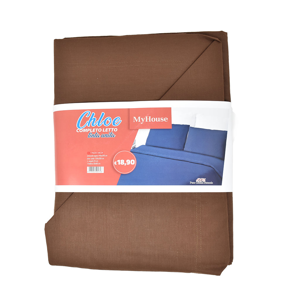 Completo Letto 100% Cotone Tinta Unita My House