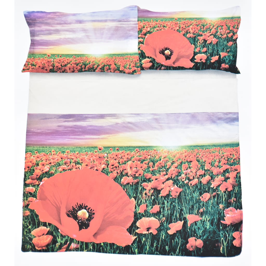 Set Lenzuola Copriletto Cotone Matrimoniale Novia Sandy Poppy