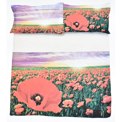 Set Lenzuola Copriletto Cotone Matrimoniale Novia Sandy Poppy