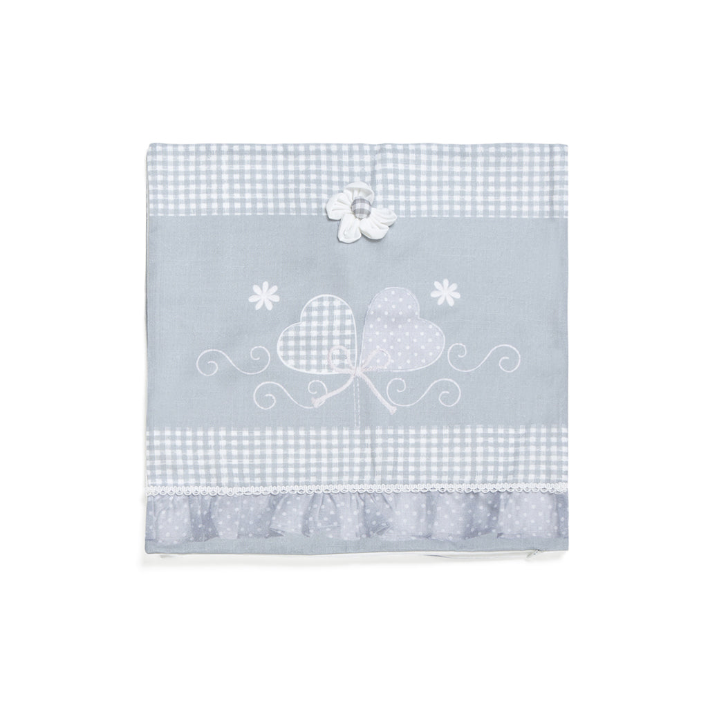 Coppia Federe Cuscini Arredo 43x43 Shabby Chic Grigio