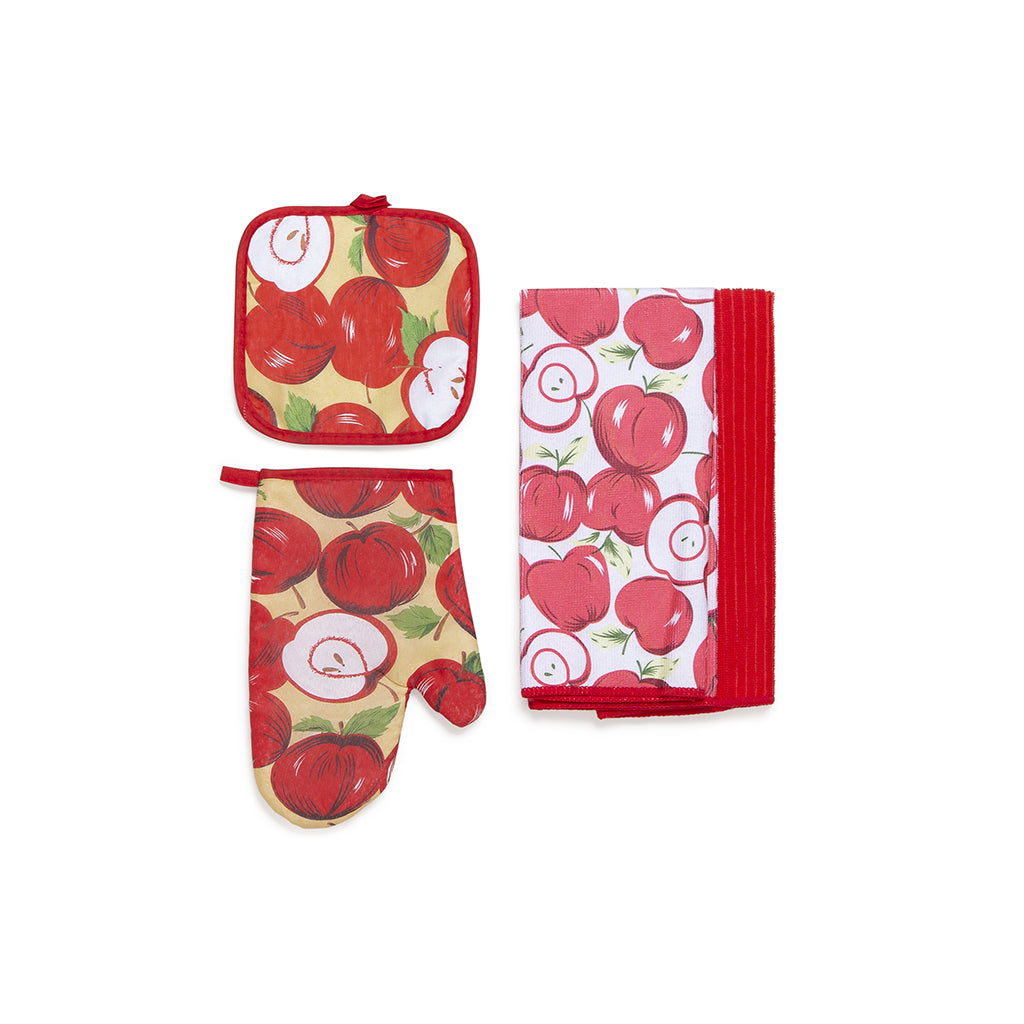 Set Guantone + Presina e Due Strofinacci Microfibra Mela