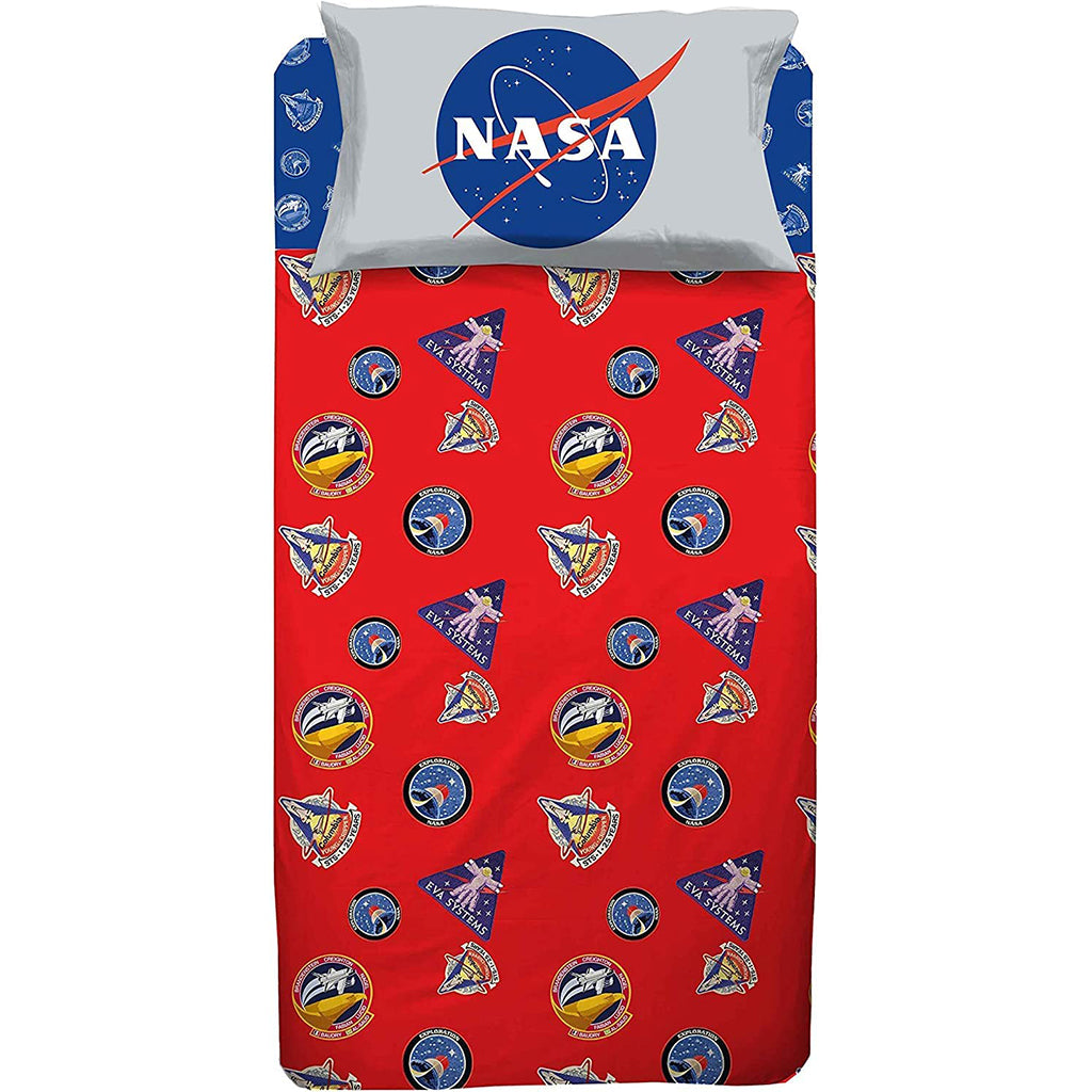 NASA | Copripiumino Singolo | 100% Cotone | Rosso | Prodotto Ufficiale