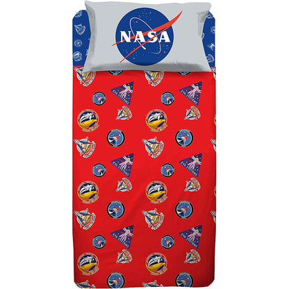 NASA | Copripiumino Singolo | 100% Cotone | Rosso | Prodotto Ufficiale