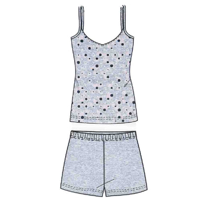 Pigiama Cotone Donna Bretelline Pantaloncini Lara Justin Pois 931