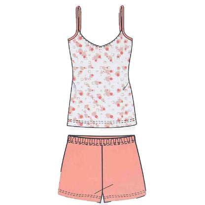 Pigiama Cotone Donna Bretelline Pantaloncini Lara Justin Pois 931