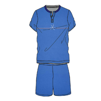 Pigiama Cotone Uomo Maniche Corte Pantaloncini Lara Justin Righe Tre Colori 1026