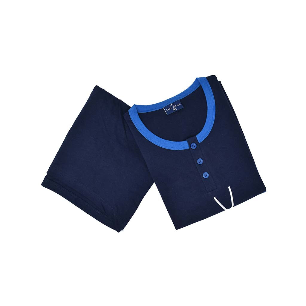 Pigiama Cotone Uomo Maniche Corte Pantaloncini Lara Justin Righe Tre Colori 1026