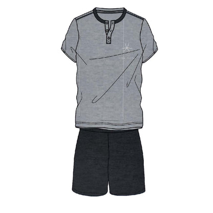 Pigiama Cotone Uomo Maniche Corte Pantaloncini Lara Justin Tinta Unita 1023