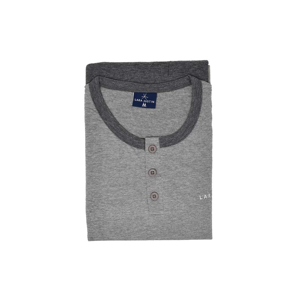 Pigiama Cotone Uomo Maniche Corte Pantaloncini Lara Justin Tinta Unita 1023