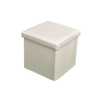 Pouf Simil-Pelle Contenitore Quadrato Tinta Unita 38x38
