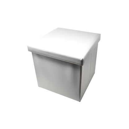 Pouf Simil-Pelle Contenitore Quadrato Tinta Unita 38x38