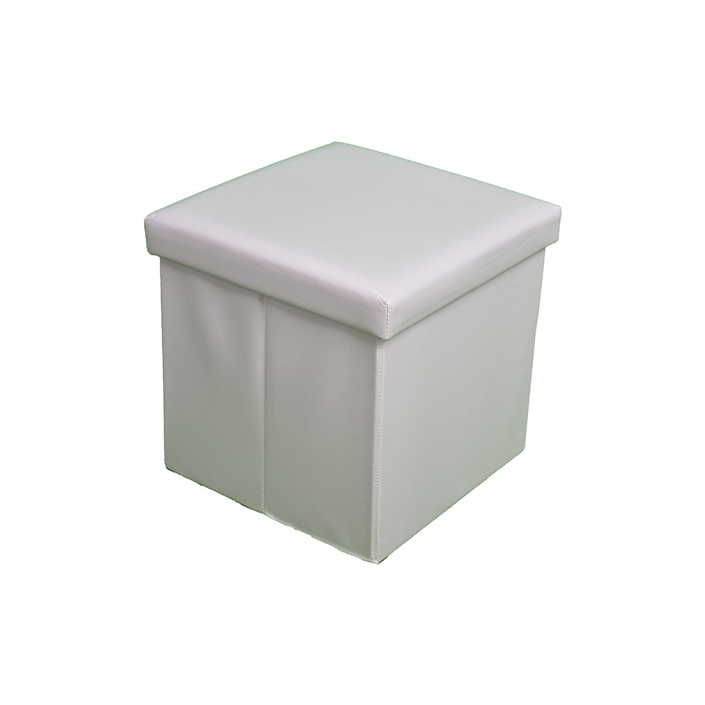 Pouf Simil-Pelle Contenitore Quadrato Tinta Unita 38x38