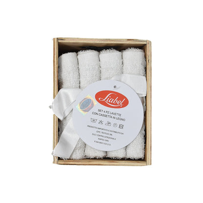 Set 4 Lavette Spugna con Cassetta in Legno Liabel