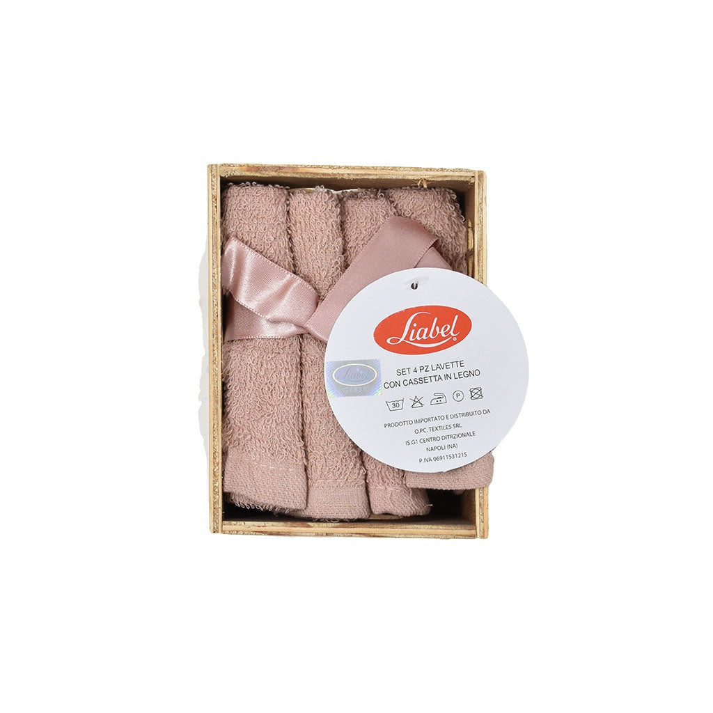 Set 4 Lavette Spugna con Cassetta in Legno Liabel