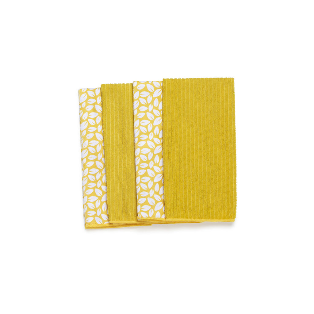 Set 4 Strofinacci in Microfibra Giallo