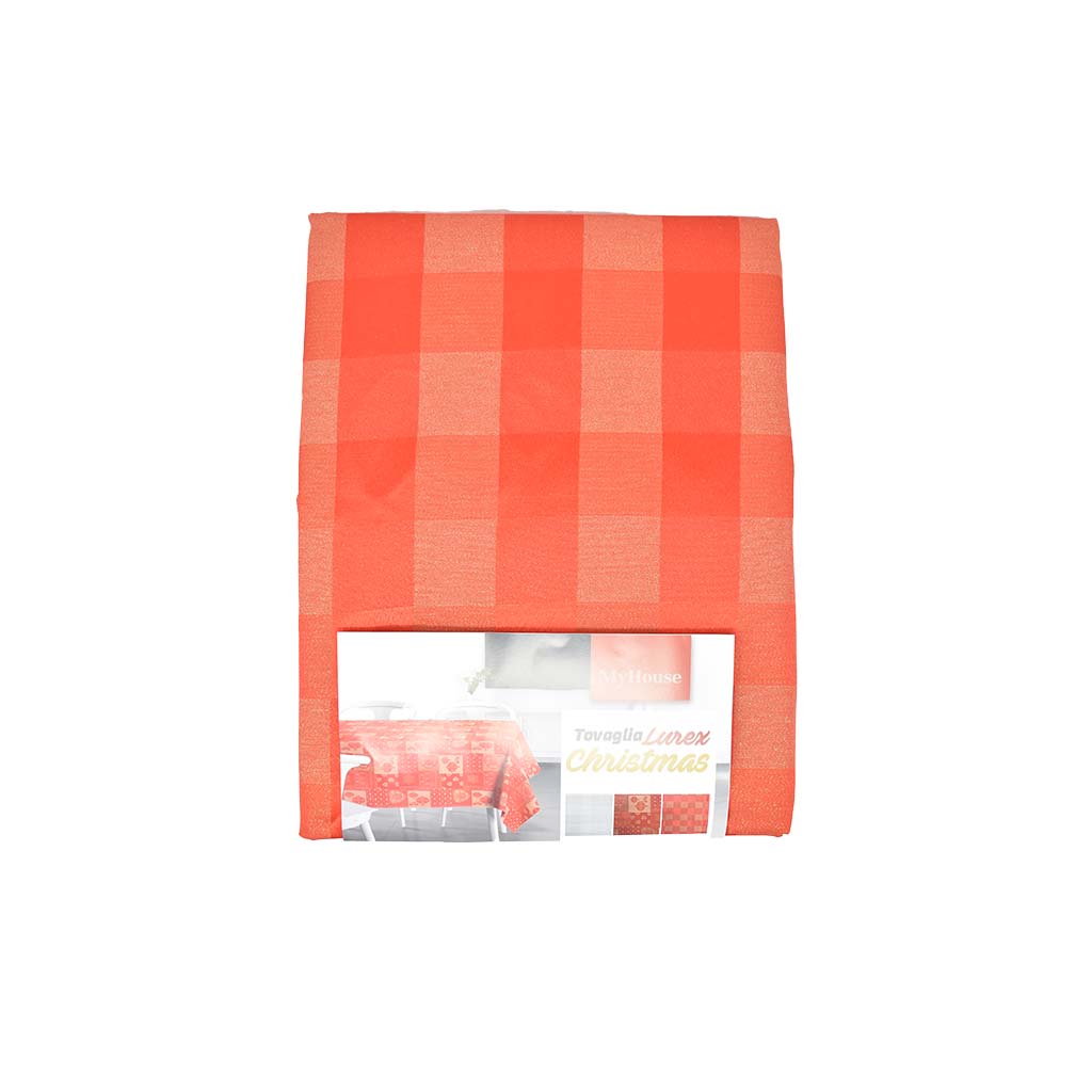 Tovaglia Rossa Lurex Natalizia Quadri x12