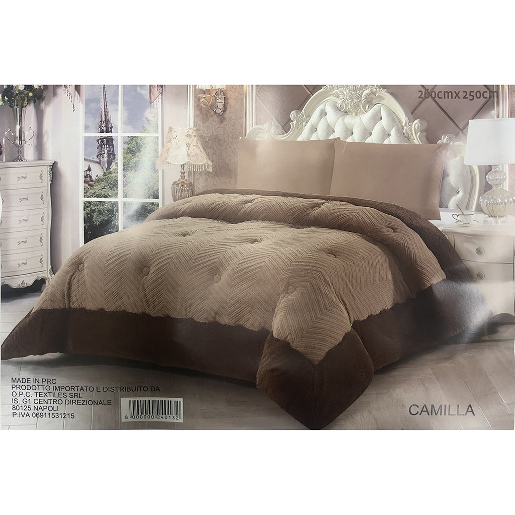 Trapunta matrimoniale in eco-pelliccia jacquard Camilla