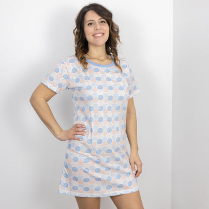 Camicia da Notte Cotone Donna Manica Corta Lara Justin Pom Pon 937