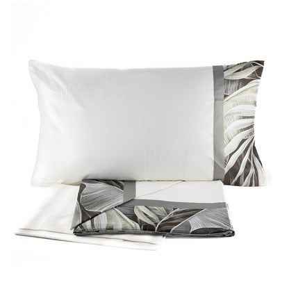 Set Lenzuola Cotone Matrimoniale Renato Balestra Jungle Grigio