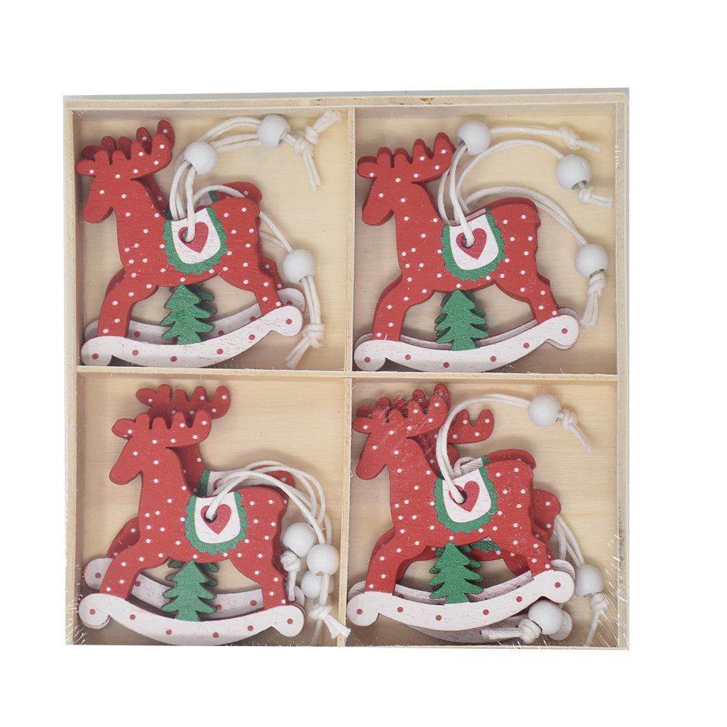 Decorazioni Albero in Legno Liabel Renne Rosse