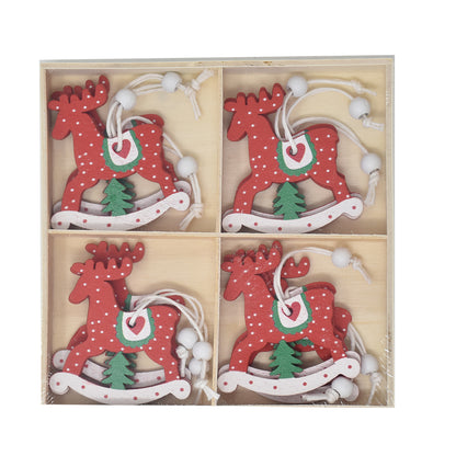 Decorazioni Albero in Legno Liabel Renne Rosse